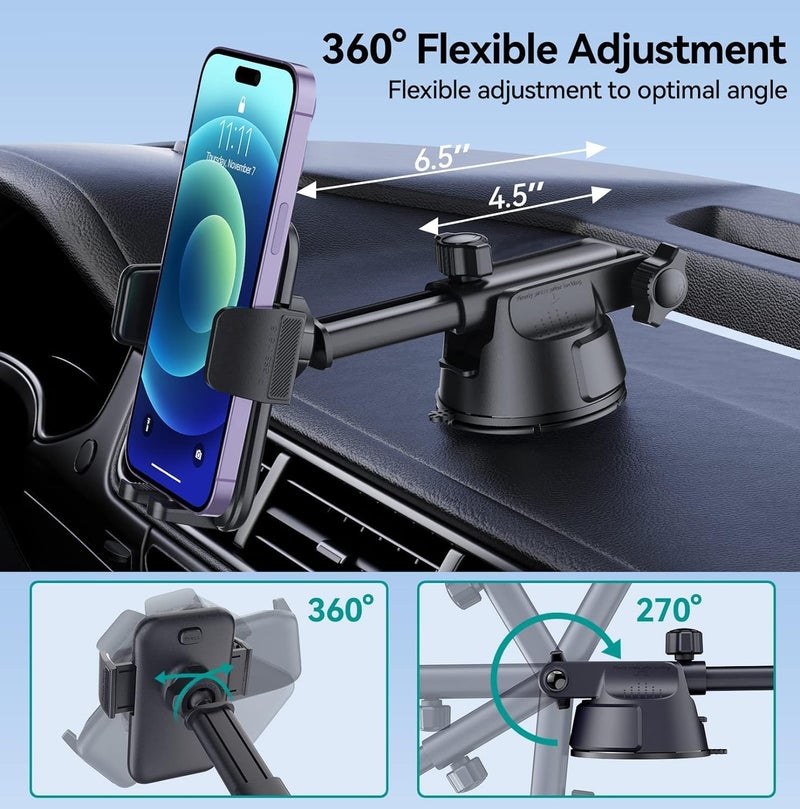 DOLYOFG Car Phone Holder Mount, [Military-Grade Suction & Super Sturdy Base] 3 in 1 Universal Phone Mount for Car Dashboard Windshield Air Vent Dash Pad Car Mount for iPhone Android Smartphone - Image 3